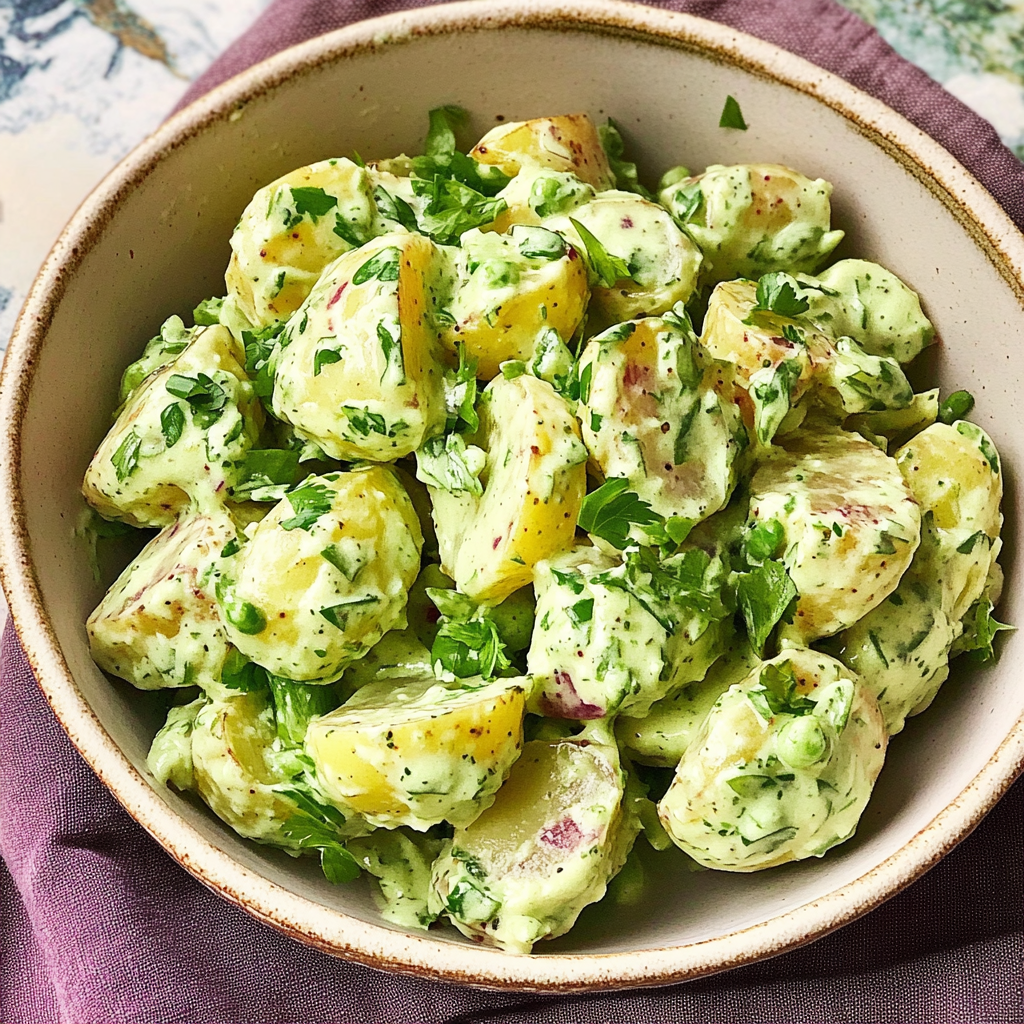 Recipe preparation for Green Goddess Potato Salad