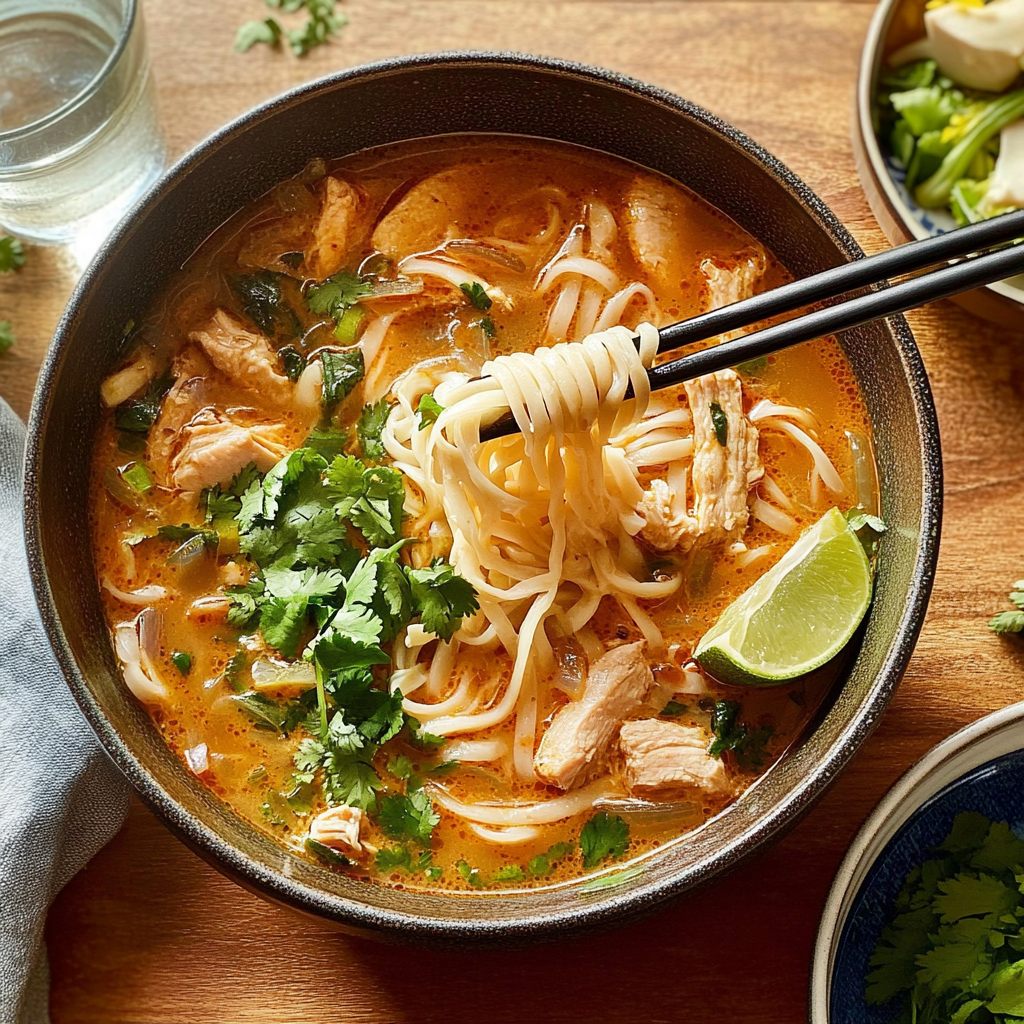 Recipe preparation for Crispy Chicken Noodle Soup