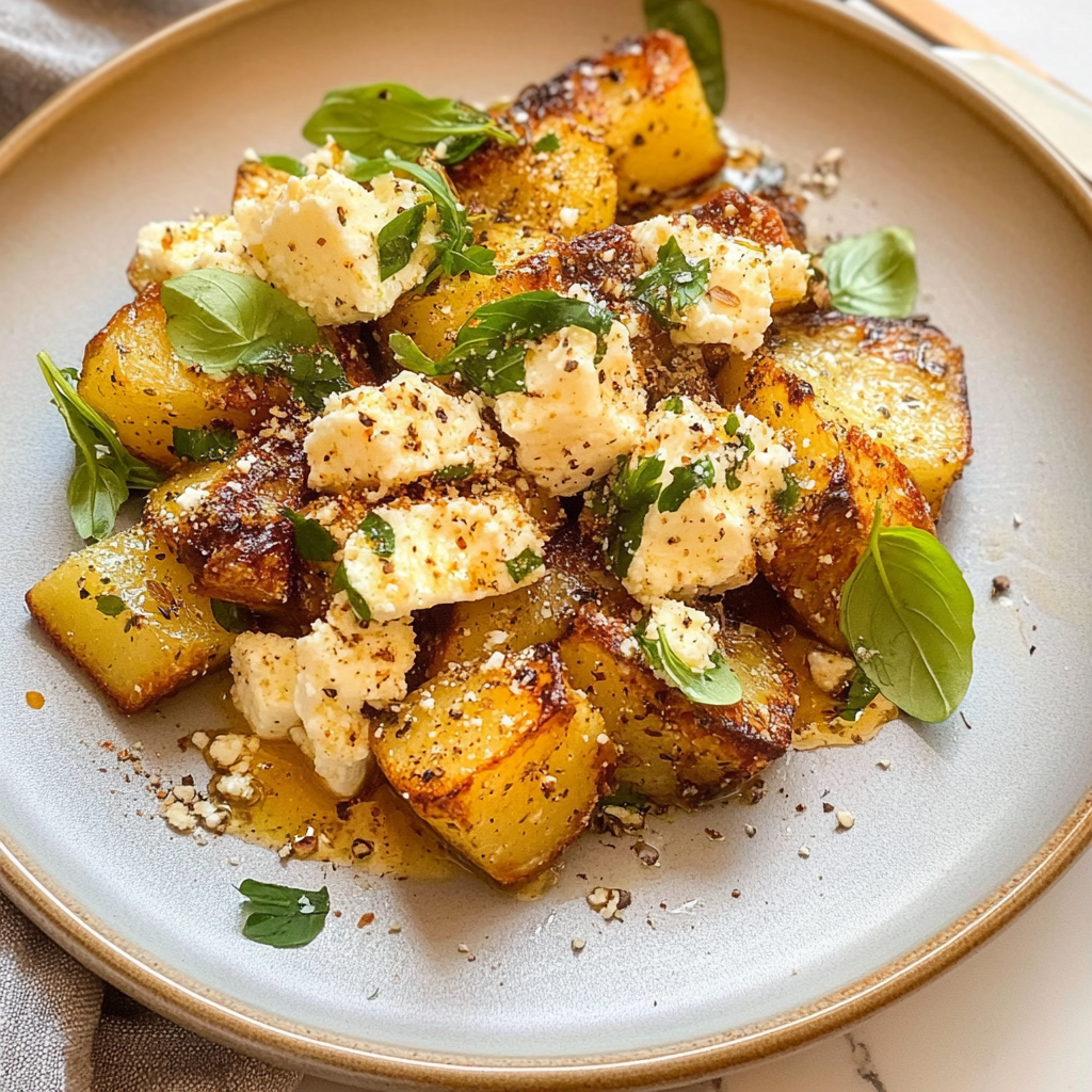 Recipe preparation for Baked Feta Potatoes