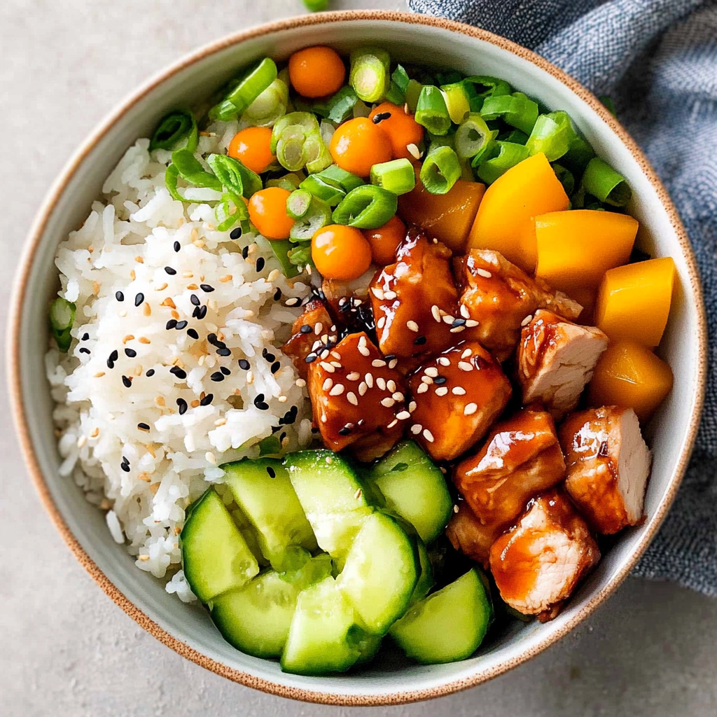 Recipe preparation for Chicken Poke Bowl