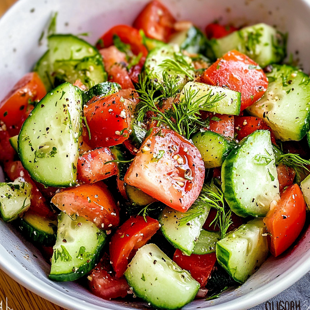 Recipe preparation for Cucumber Tomato Salad
