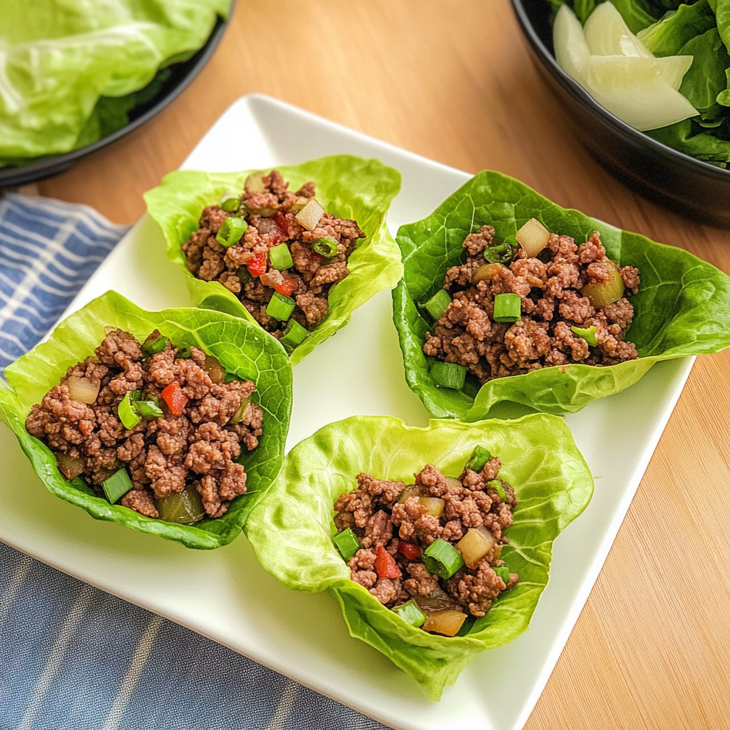 Recipe preparation for Ground Beef Lettuce Wraps