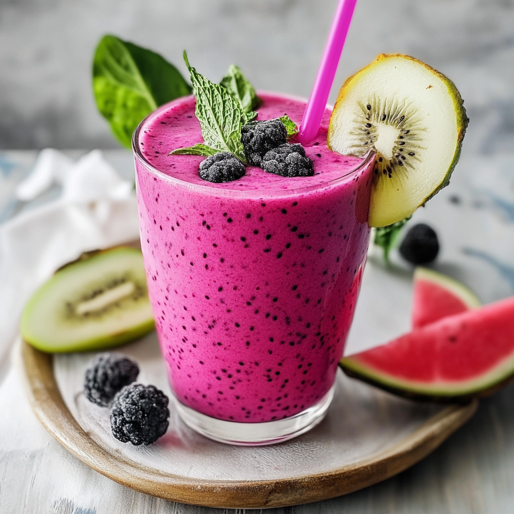 Recipe preparation for Refreshing Dragon Fruit Smoothie