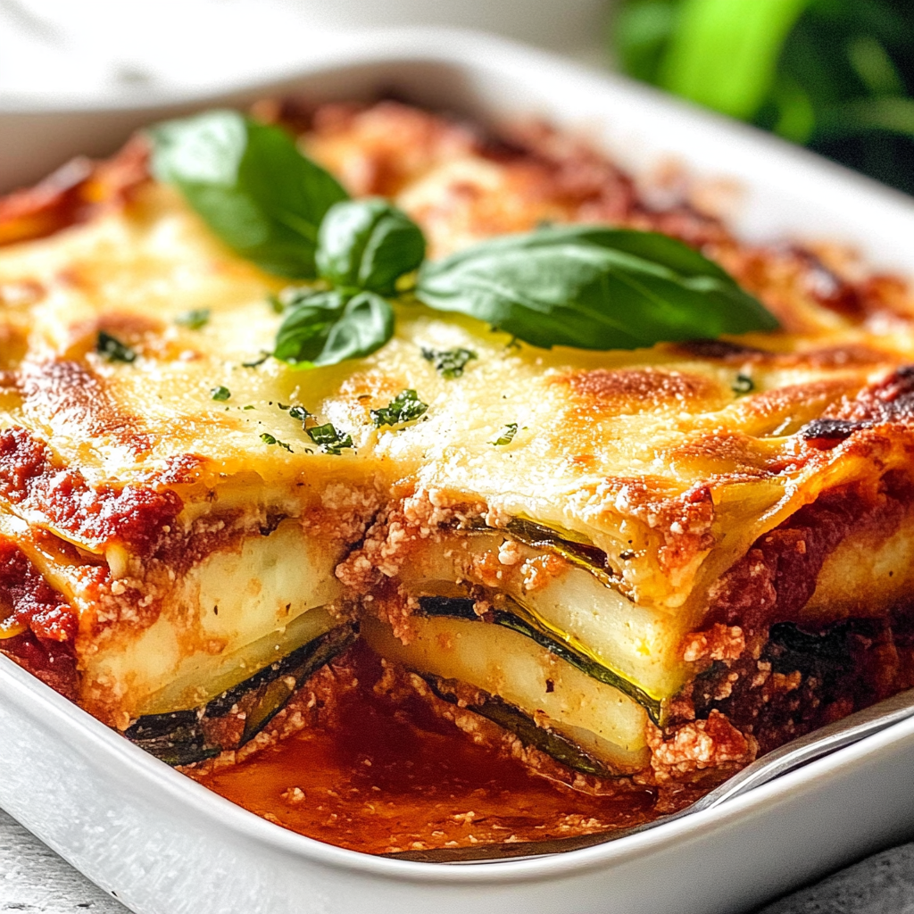 Recipe preparation for Low-Carb Baked Zucchini Lasagna