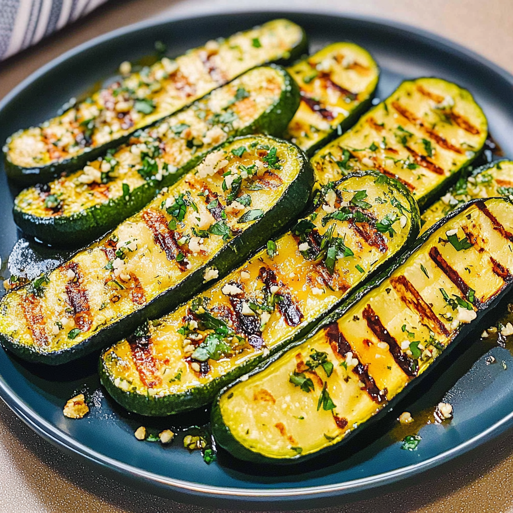 Recipe preparation for Grilled Zucchini with Herbs