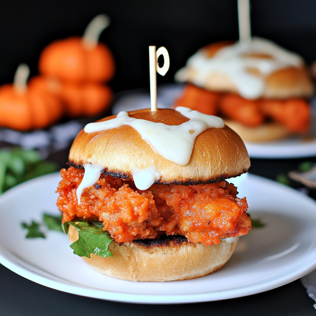 Recipe preparation for Halloween Chicken Parm Sliders