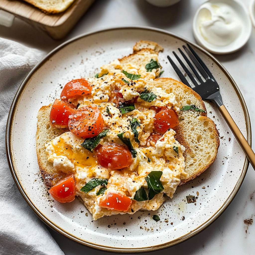 Recipe preparation for Mediterranean Diet Breakfast Scramble