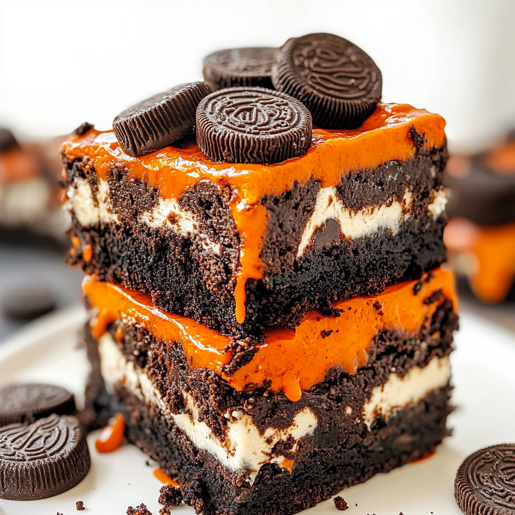 Recipe preparation for The Best Halloween Oreo Brownies Recipe for Halloween!
