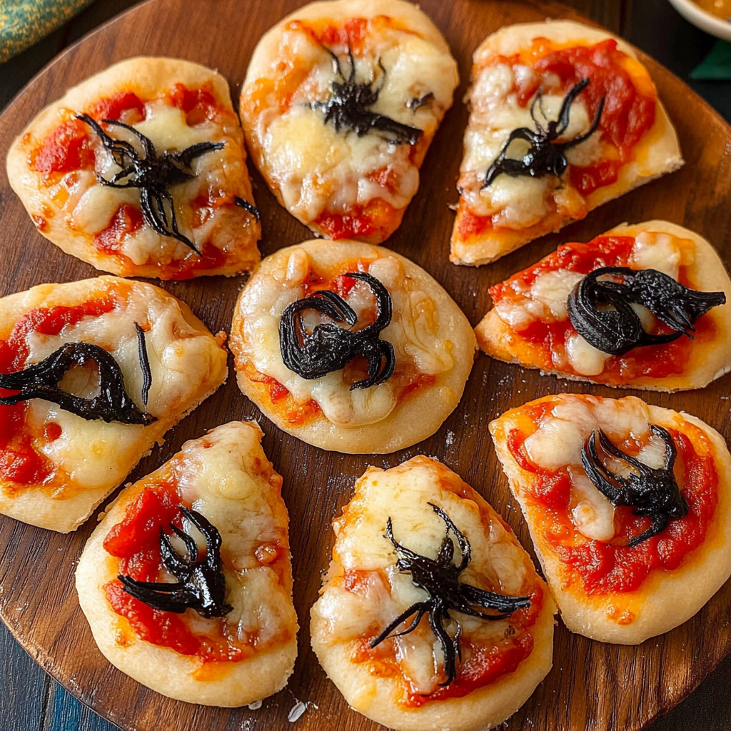 Recipe preparation for Easy Mini Halloween Pizzas