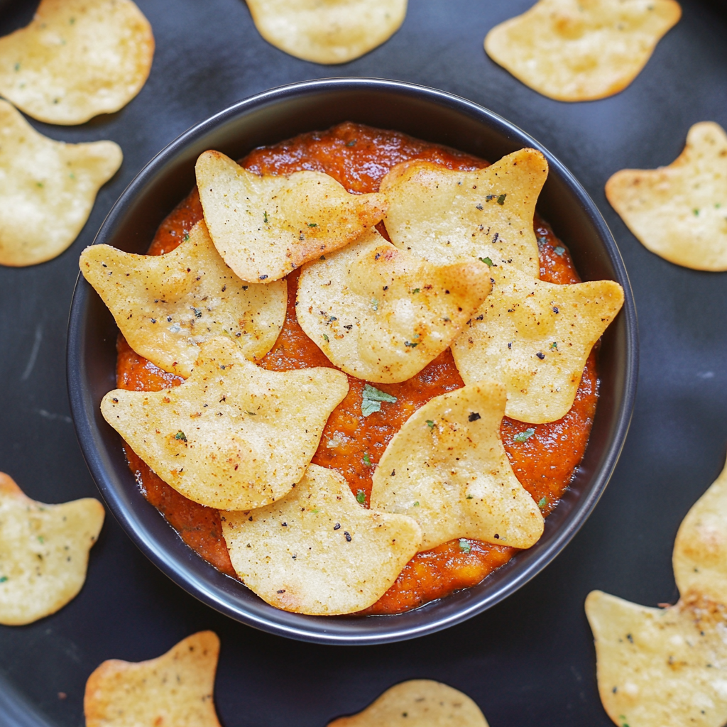Recipe preparation for Spooky Baked Halloween Chips (Gluten-Free + Paleo-Friendly)