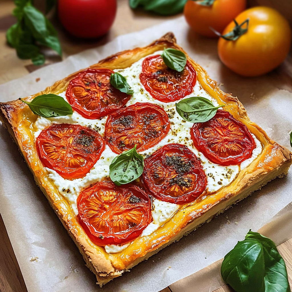 Recipe preparation for Herbed Ricotta Tomato Tart