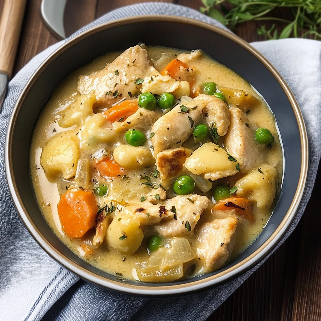Recipe preparation for One Pot Gnocchi Chicken Pot Pie