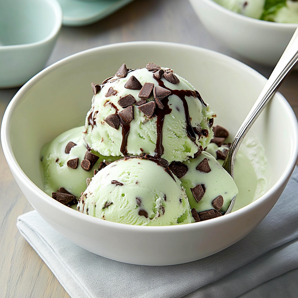 Recipe preparation for Mint Chocolate Chip Ice Cream