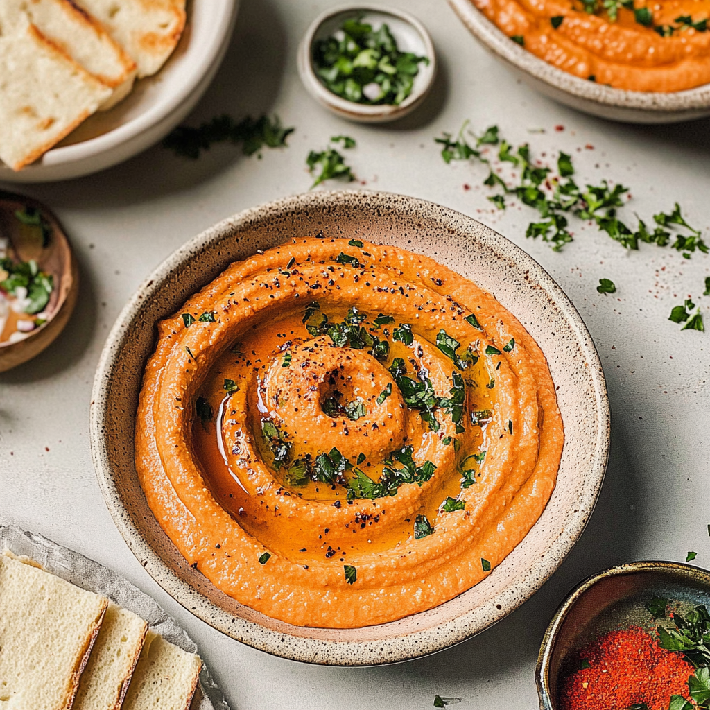 Recipe preparation for Easy Roasted Red Pepper Hummus