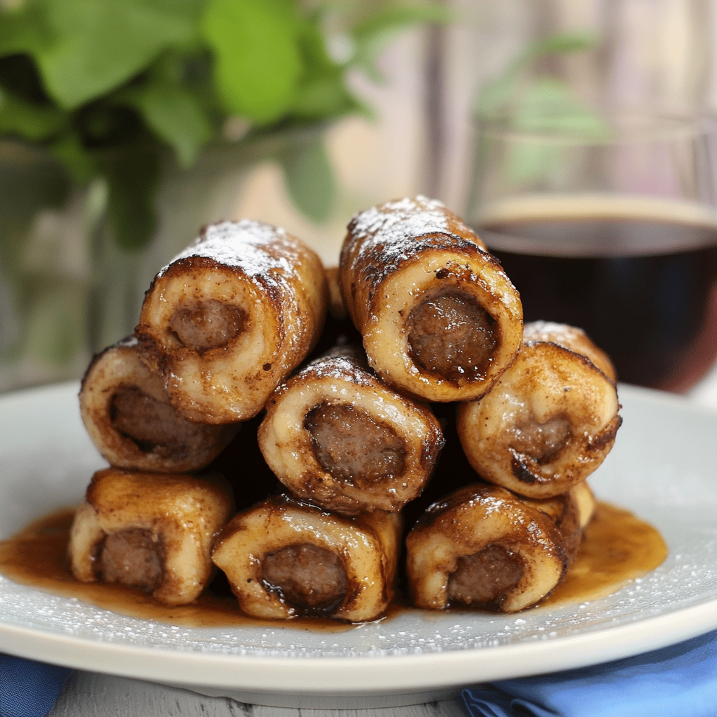Recipe preparation for Sausage French Toast Roll-Ups