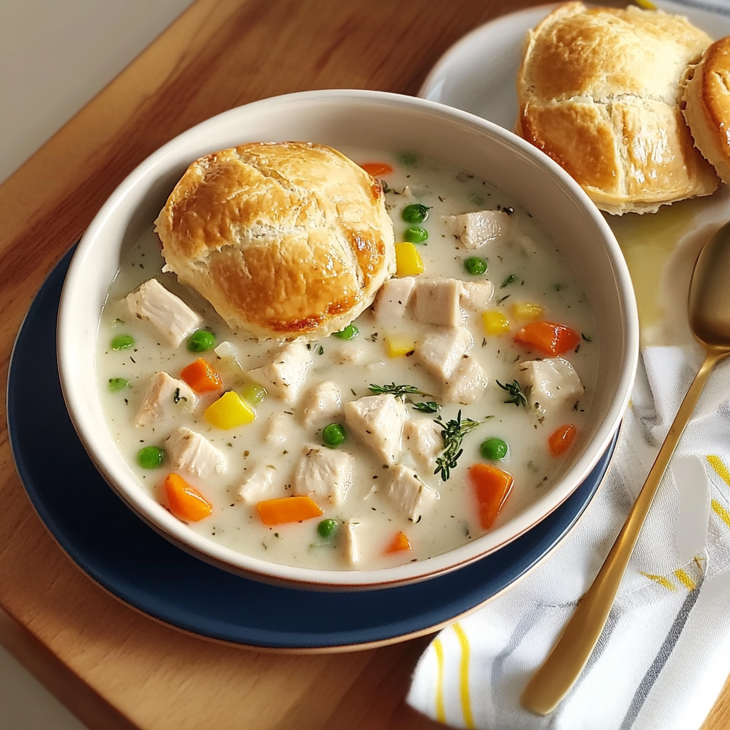 Recipe preparation for Healthy Chicken Pot Pie Soup