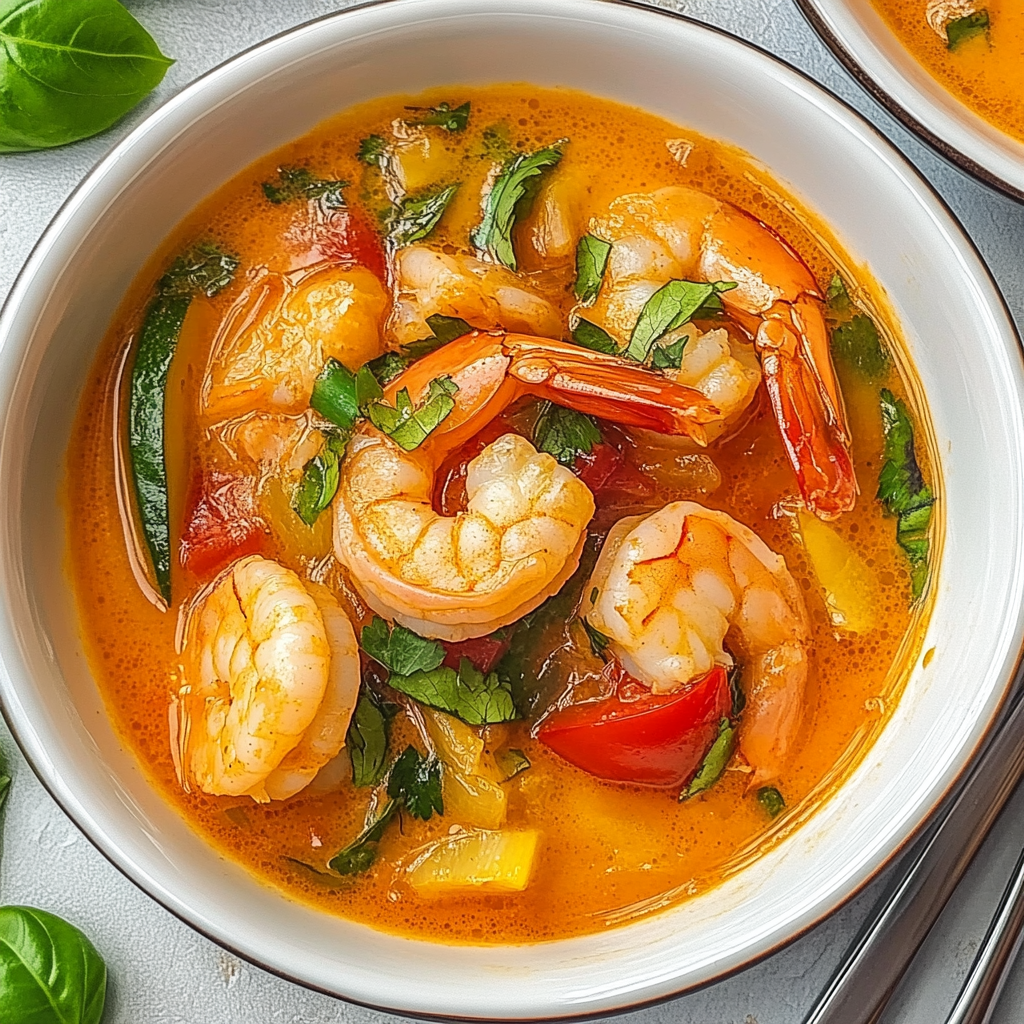 Recipe preparation for Coconut Shrimp Soup
