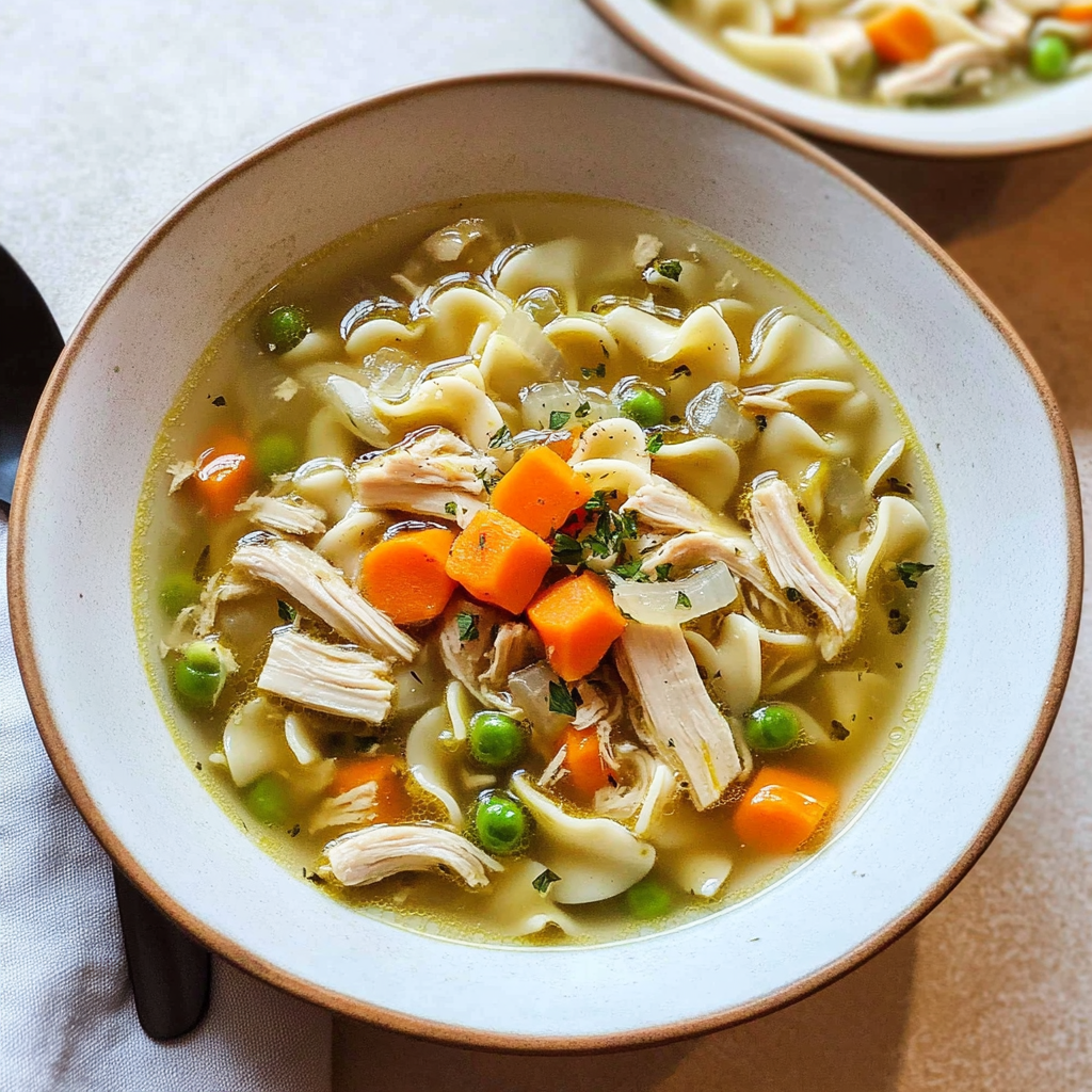 Recipe preparation for Classic Rotisserie Chicken Noodle Soup