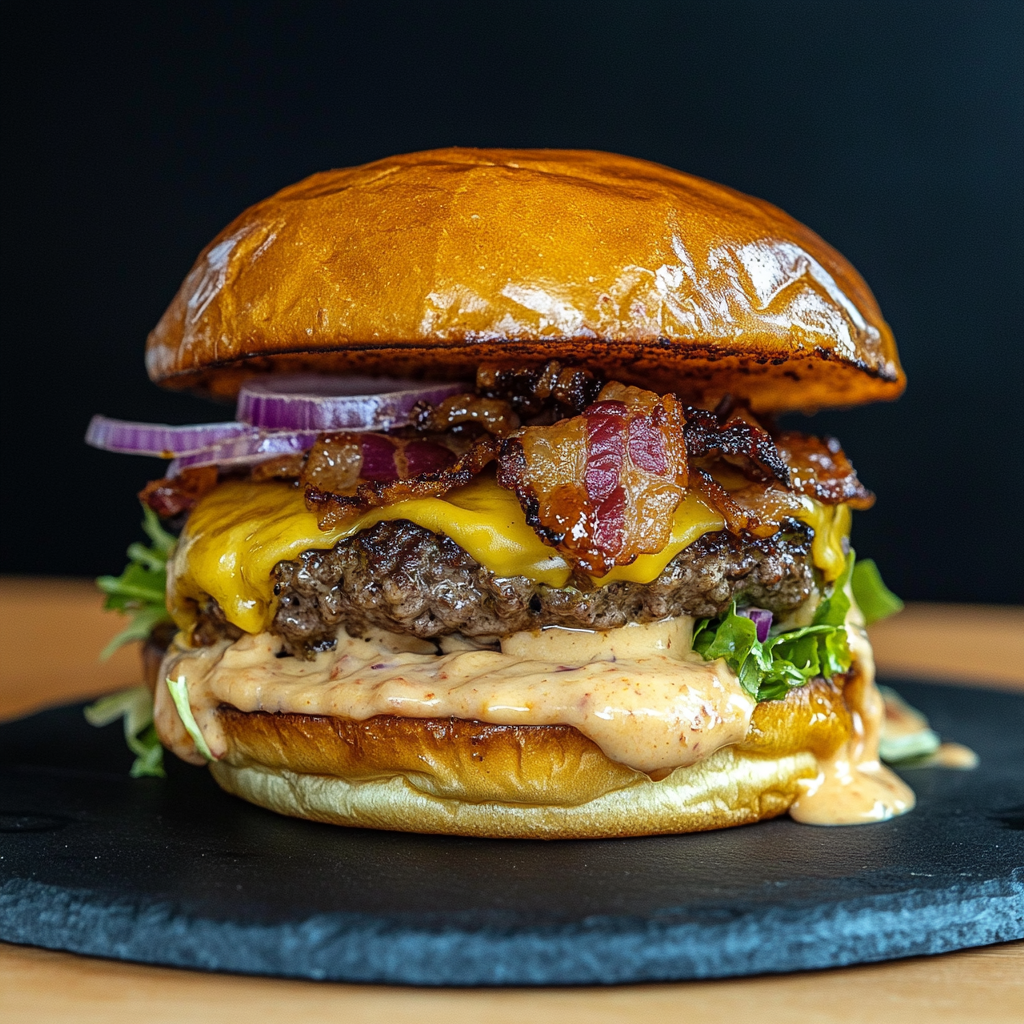 Recipe preparation for Crispy Smash Burgers with Bacon Mayo