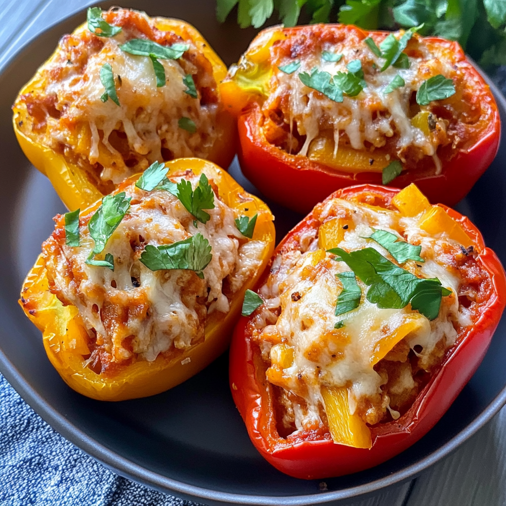 Recipe preparation for Teriyaki Pineapple Chicken Stuffed Peppers