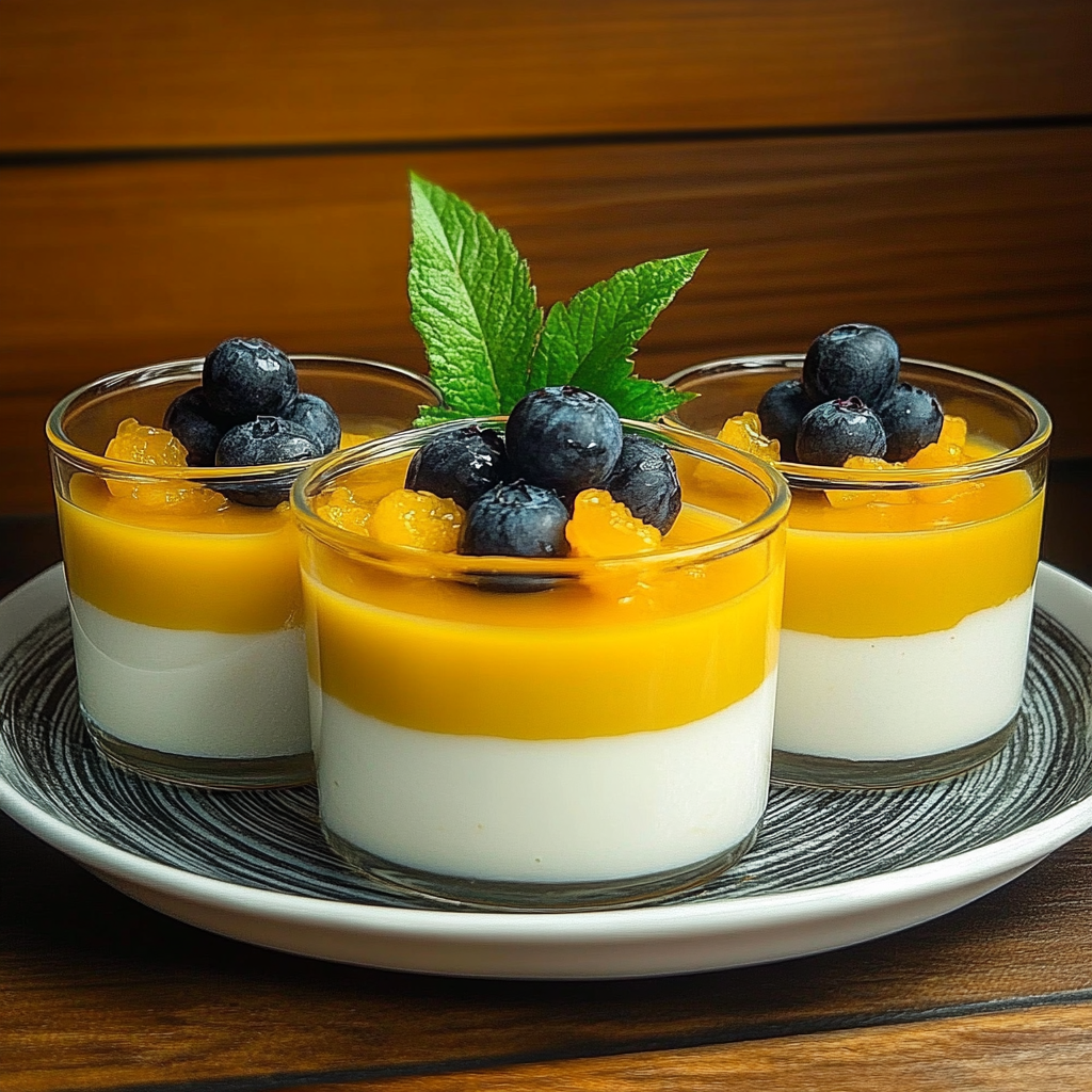 Recipe preparation for Tropical Mango Panna Cotta