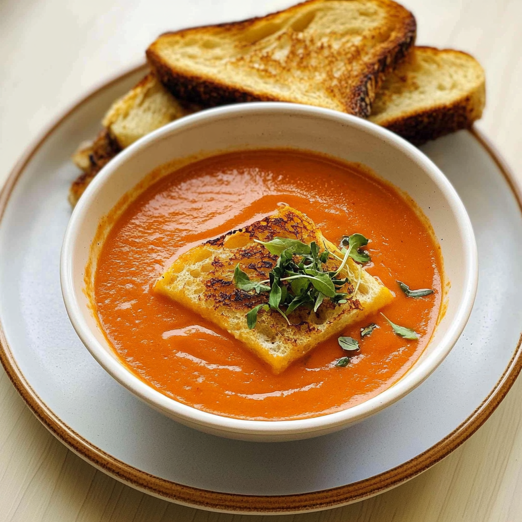 Recipe preparation for Grilled Cheese and Tomato Soup