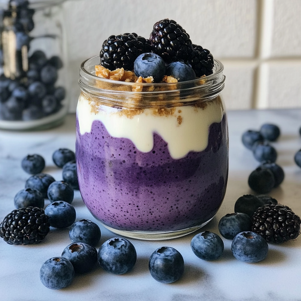 Recipe preparation for Blueberry & Peanut Butter Chia Pudding
