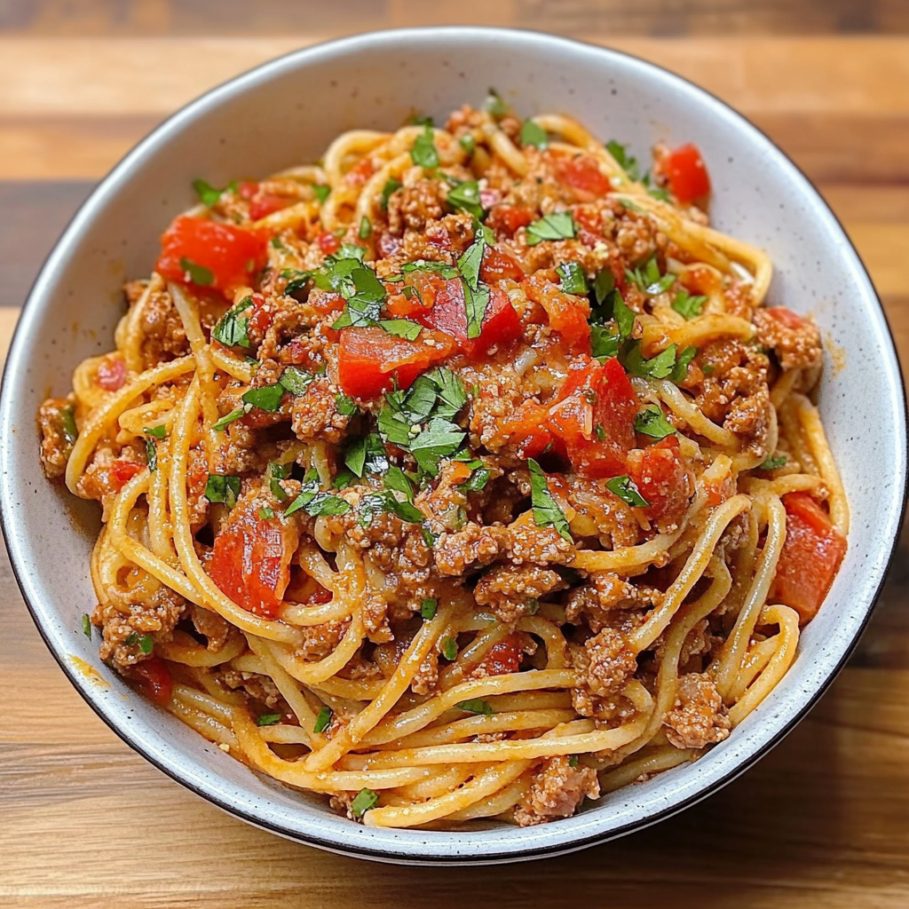 Recipe preparation for Taco Spaghetti Recipe