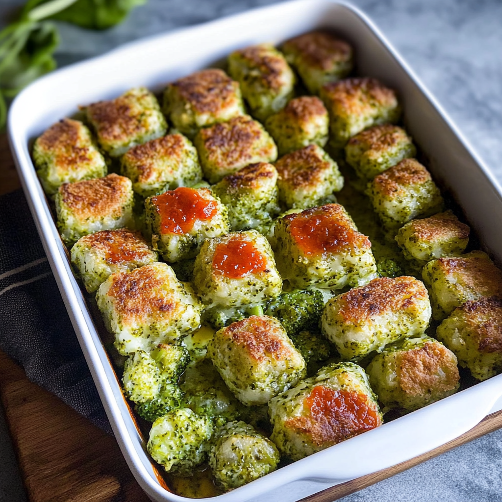 Recipe preparation for Cheesy Broccoli Tater Tot Bake