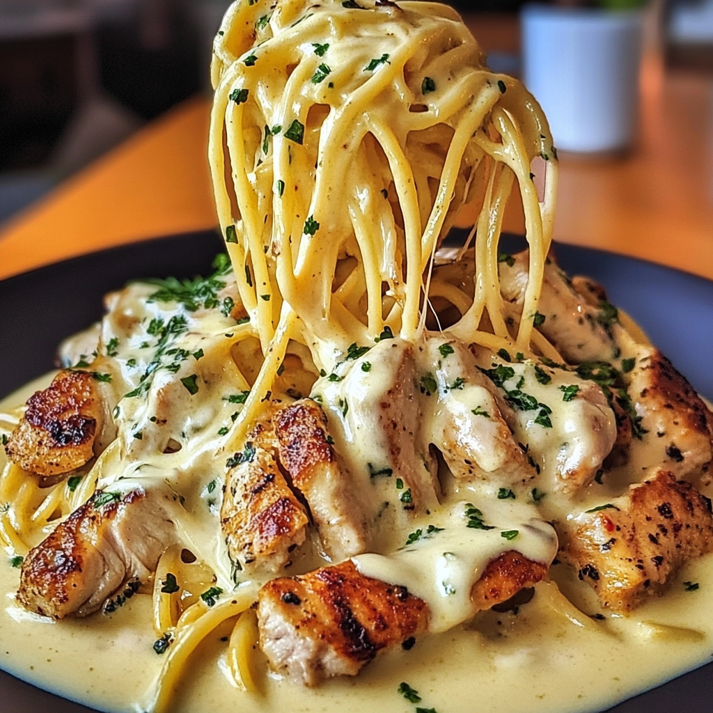 Recipe preparation for Cajun Chicken Spaghetti in Creamy Garlic Mozzarella Sauce