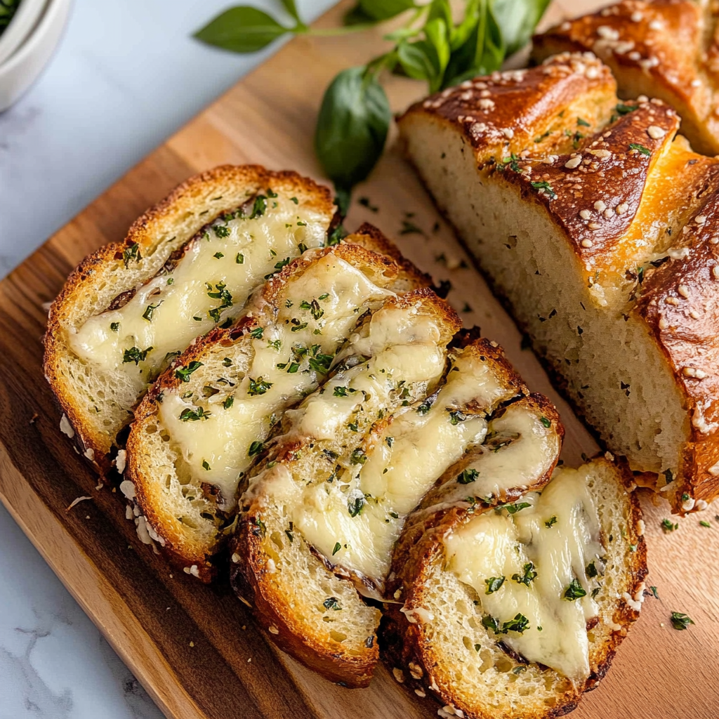 Recipe preparation for Swirled Garlic Herb And Cheese Bread