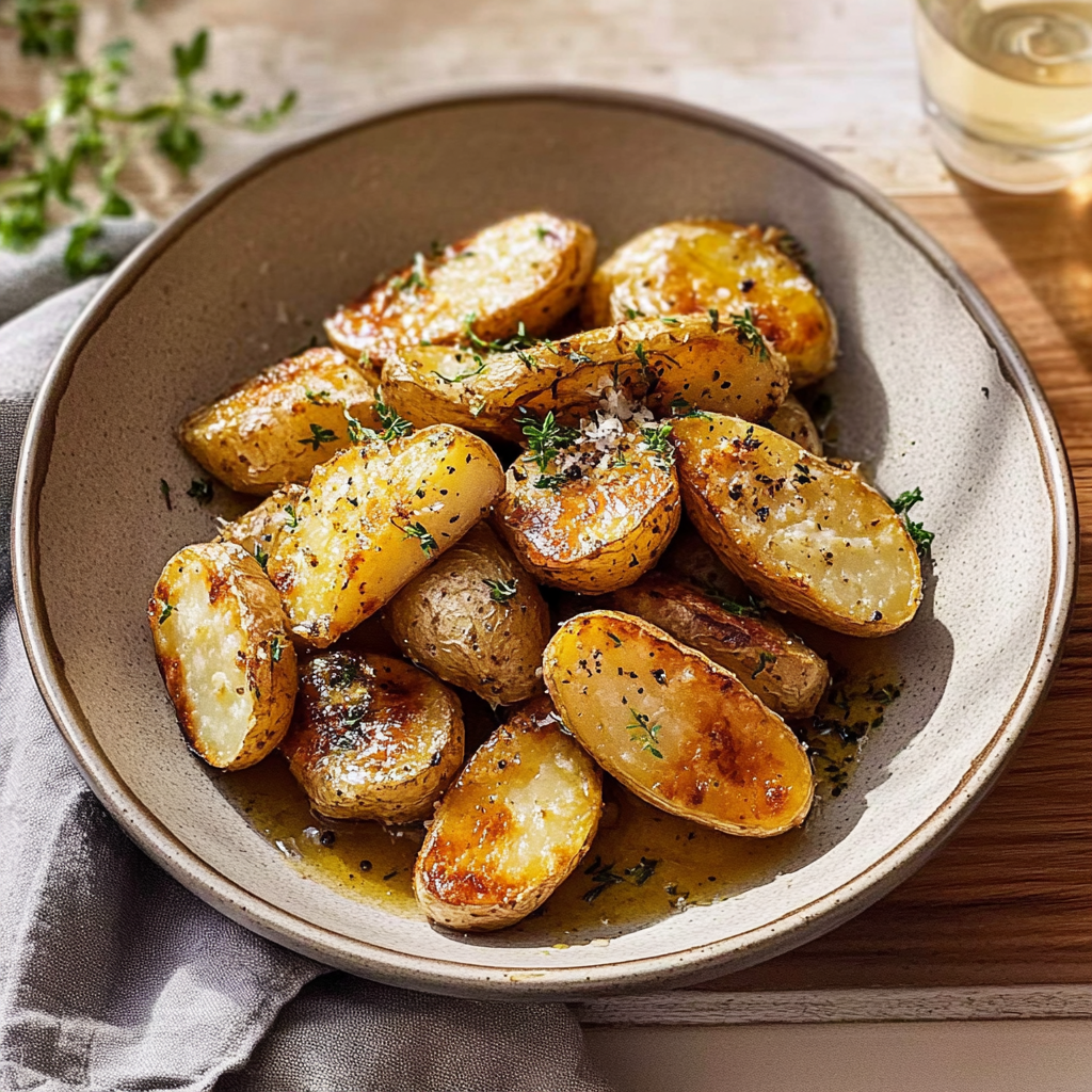Recipe preparation for Crispy Garlic Butter Potatoes