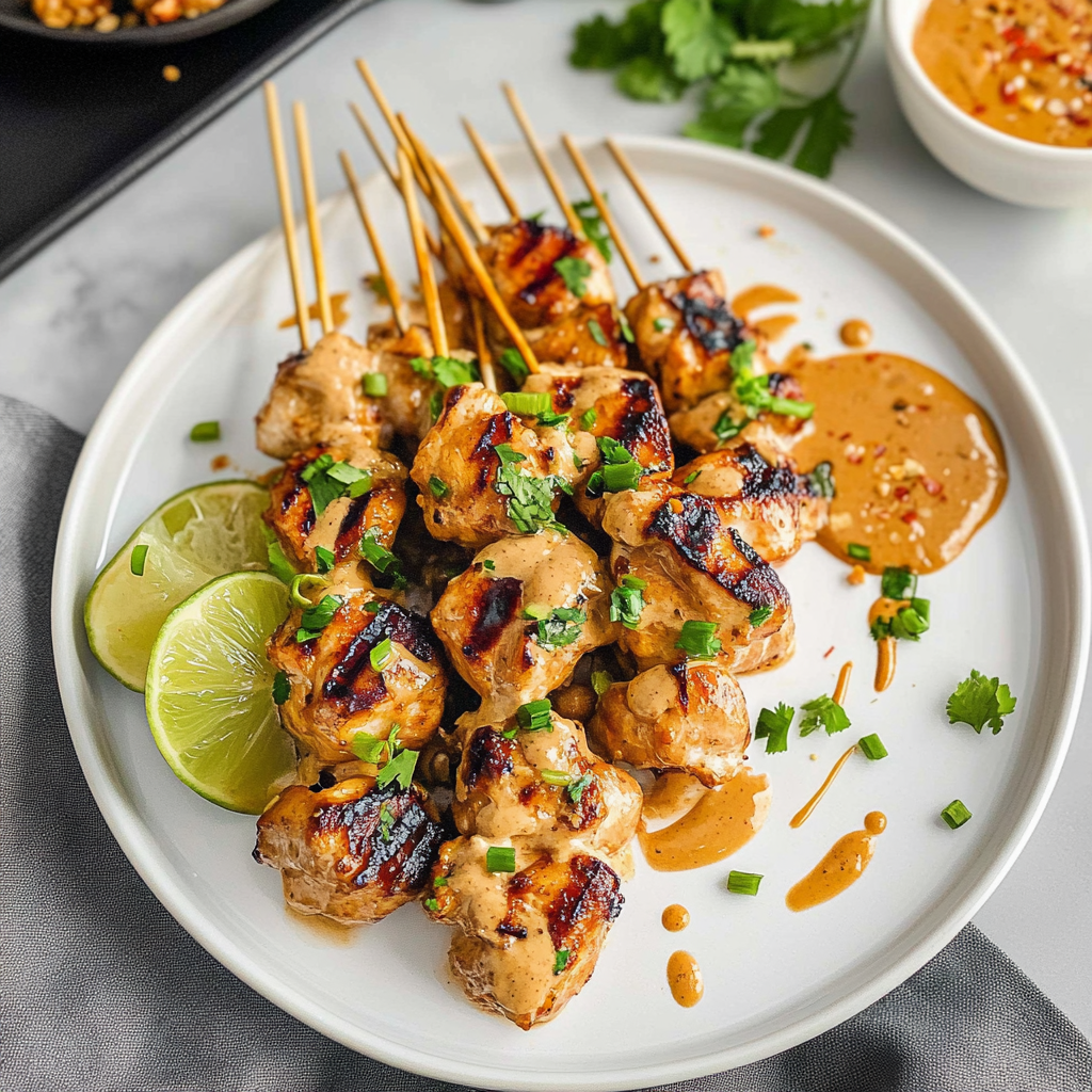Recipe preparation for Chicken Satay with Easy Thai Peanut Sauce