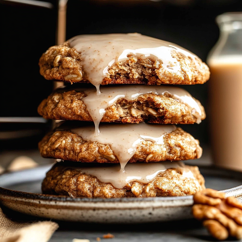 Recipe preparation for Chewy Brown Butter Chai Oatmeal Cookies with Maple Glaze Recipe