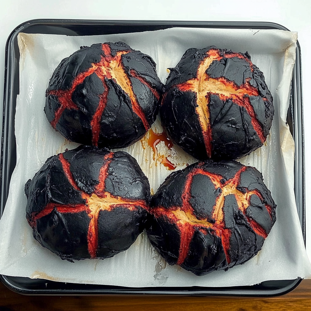 Recipe preparation for Halloween Brimstone Bread