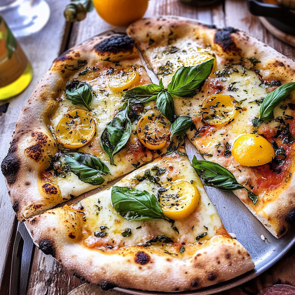 Recipe preparation for 3 Cheese Lemon Basil Pizza