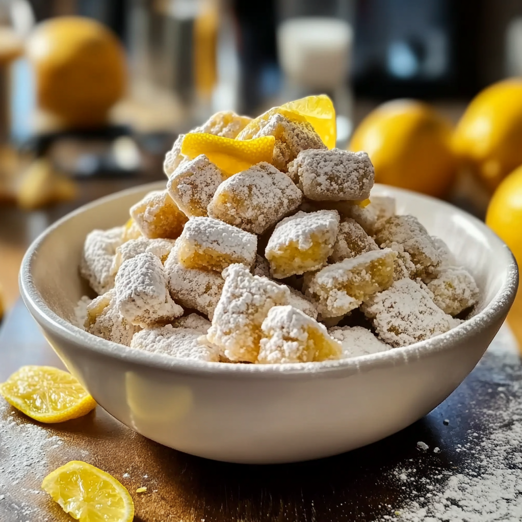 Recipe preparation for Zesty Lemonade Puppy Chow Snack Recipe