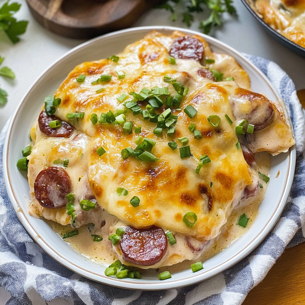 Recipe preparation for Crockpot Pierogi Casserole with Kielbasa