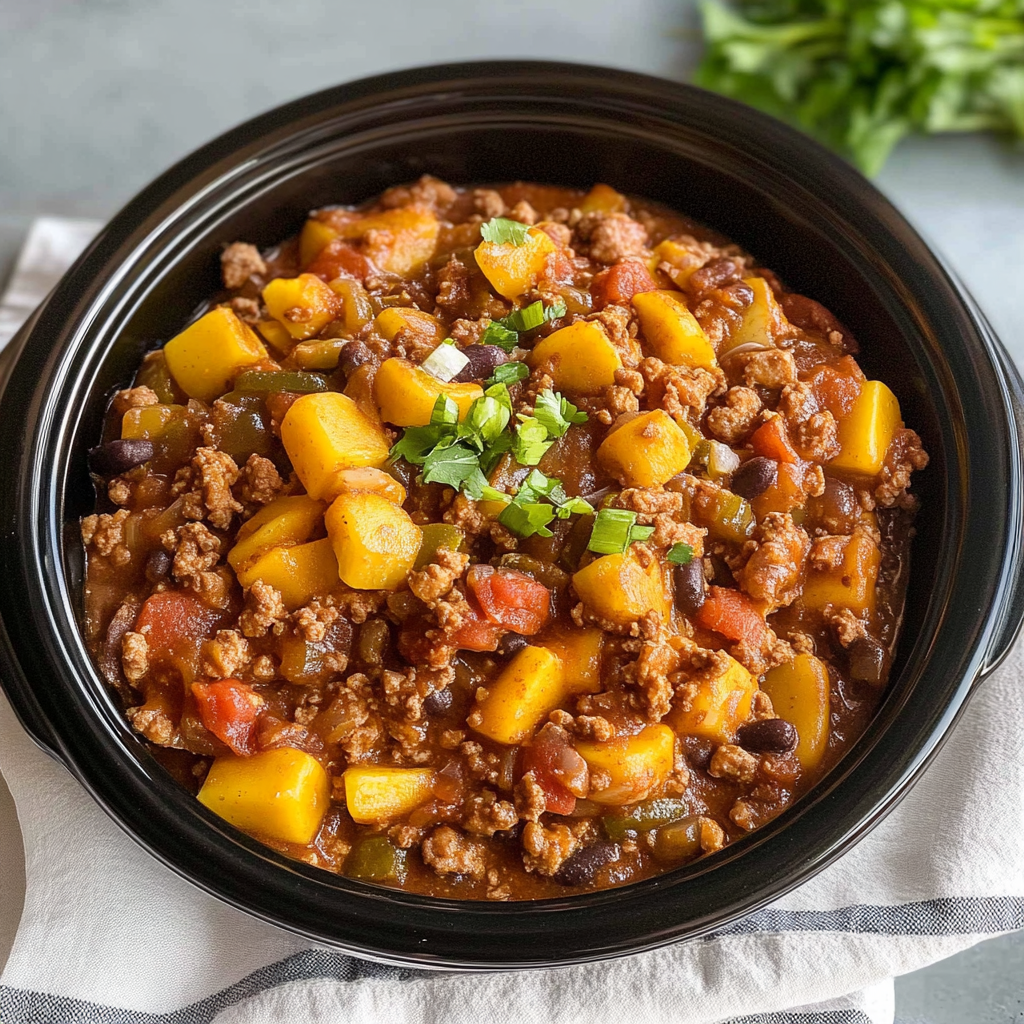 Recipe preparation for Slow Cooker Cowboy Casserole