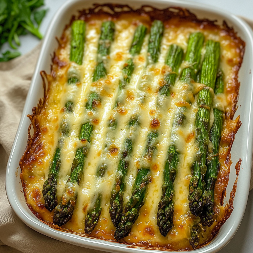 Recipe preparation for Cheesy Baked Asparagus