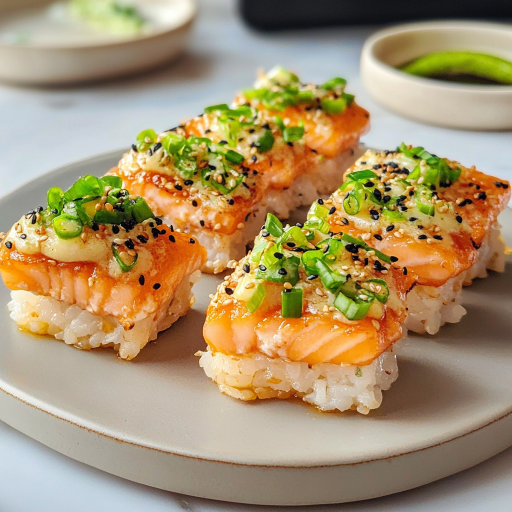 Recipe preparation for Crispy Rice Salmon