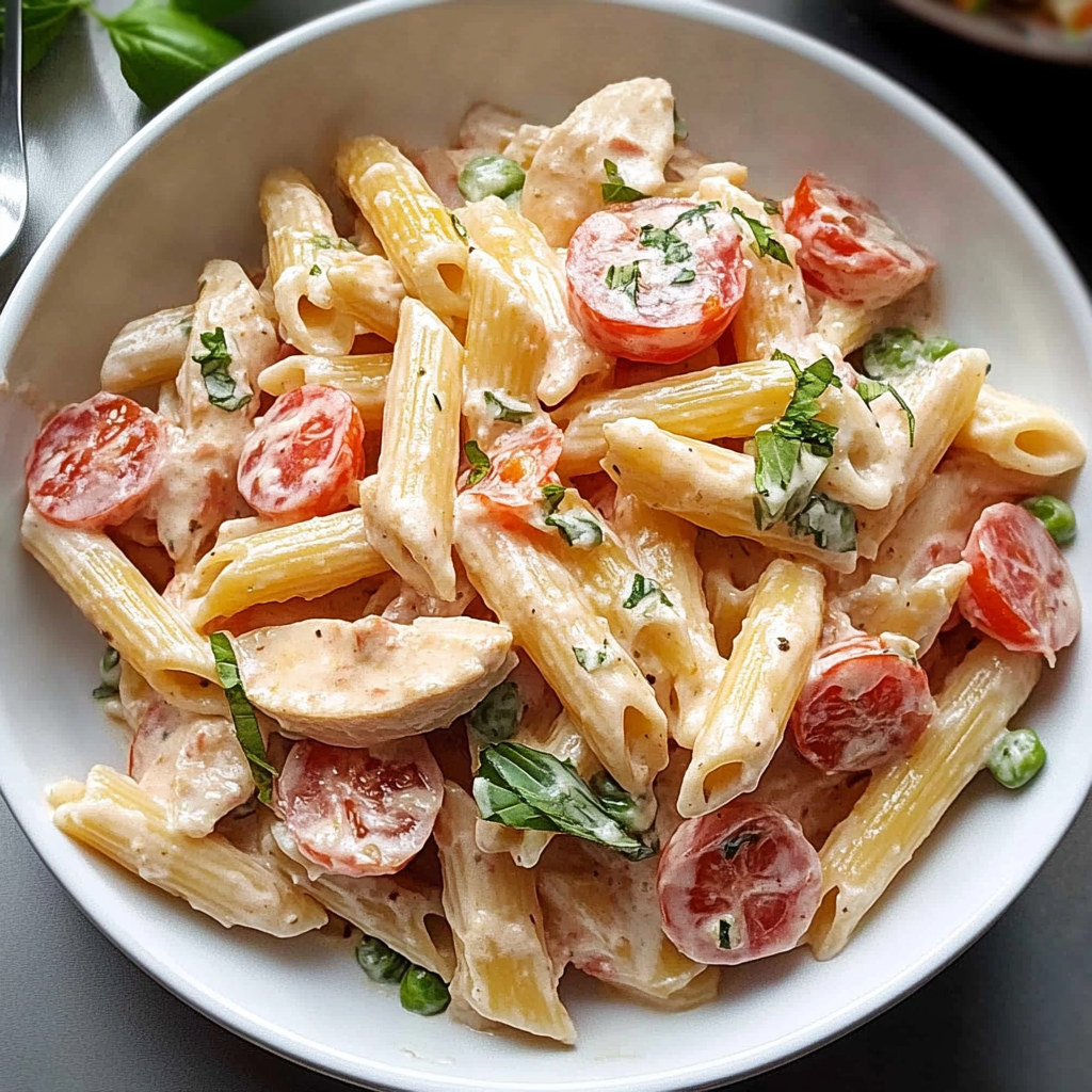 Recipe preparation for Healthy Creamy Pasta Salad