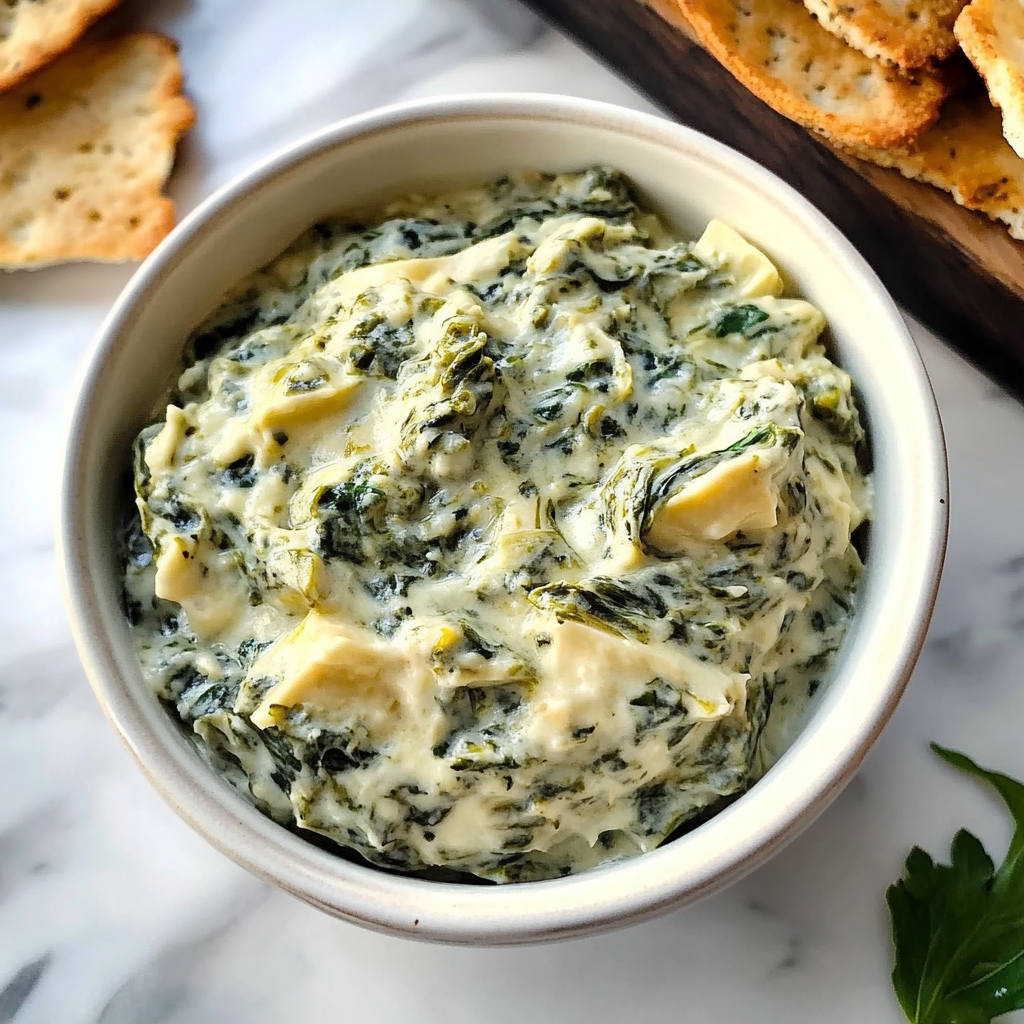 Recipe preparation for slow cooker spinach artichoke dip