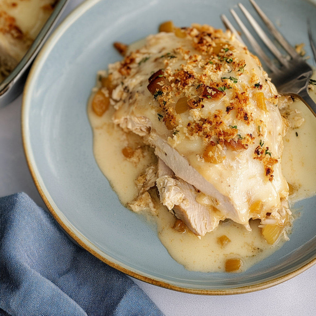 Recipe preparation for Swiss chicken bake