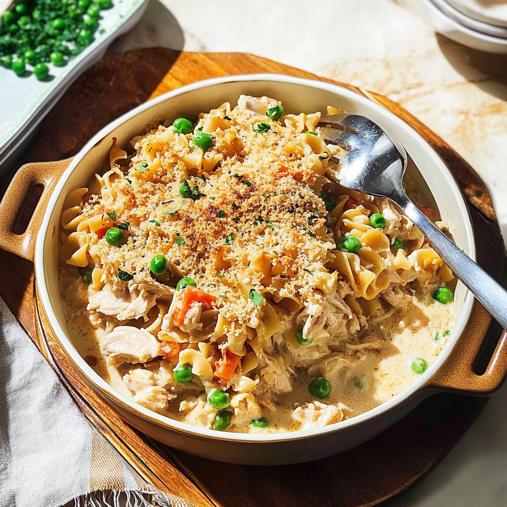 Recipe preparation for Creamy Chicken & Noodle Casserole