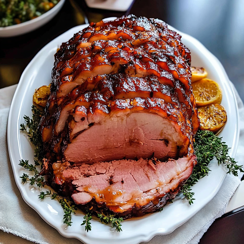 Recipe preparation for Sticky Ham with Spiced Cider Glaze