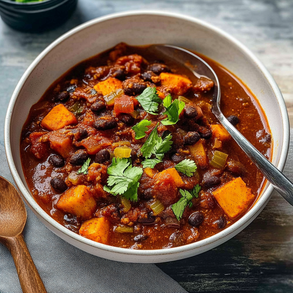 Recipe preparation for Crockpot Sweet Potato & Black Bean Chili
