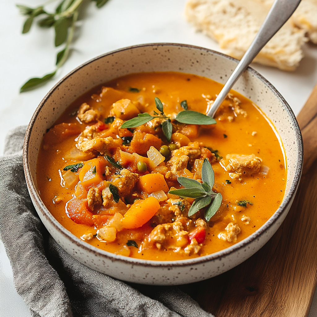 Recipe preparation for Creamy Turkey Pumpkin Chili