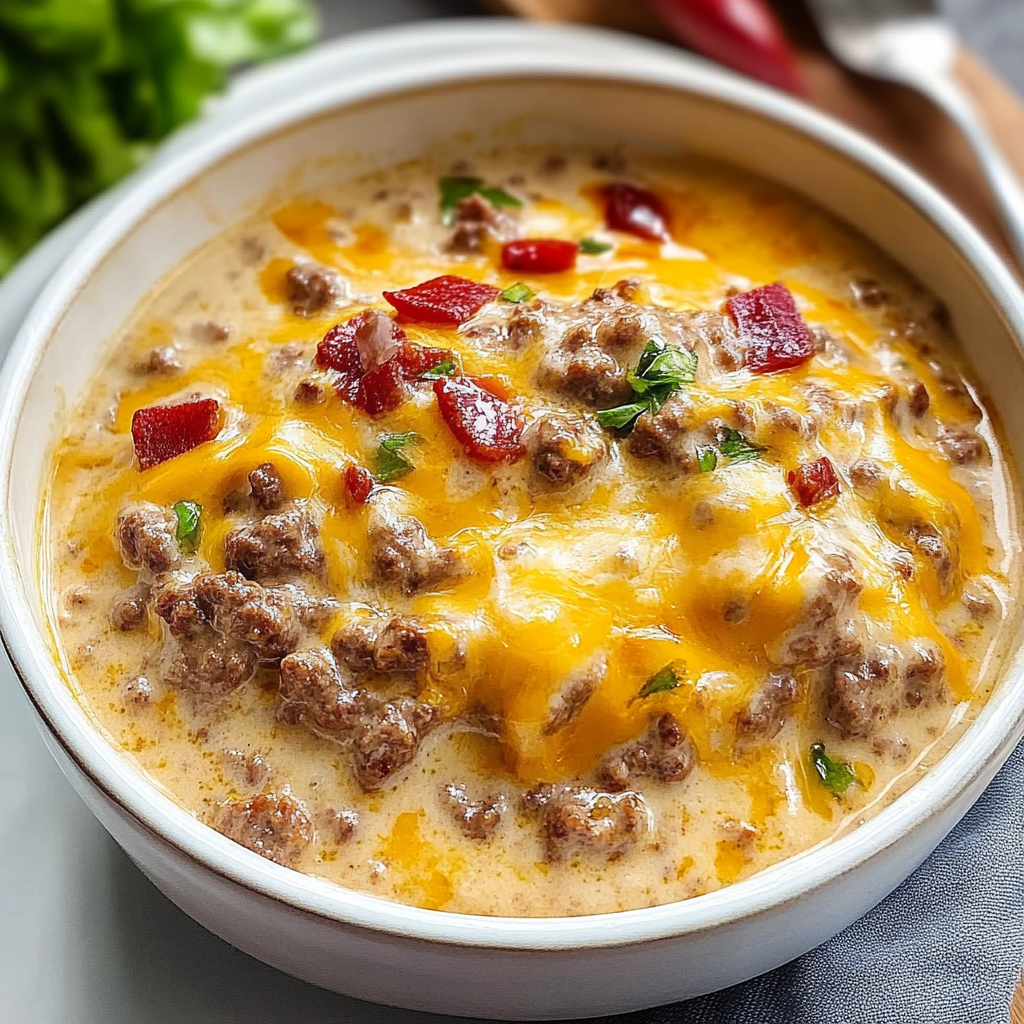 Recipe preparation for cheeseburger soup
