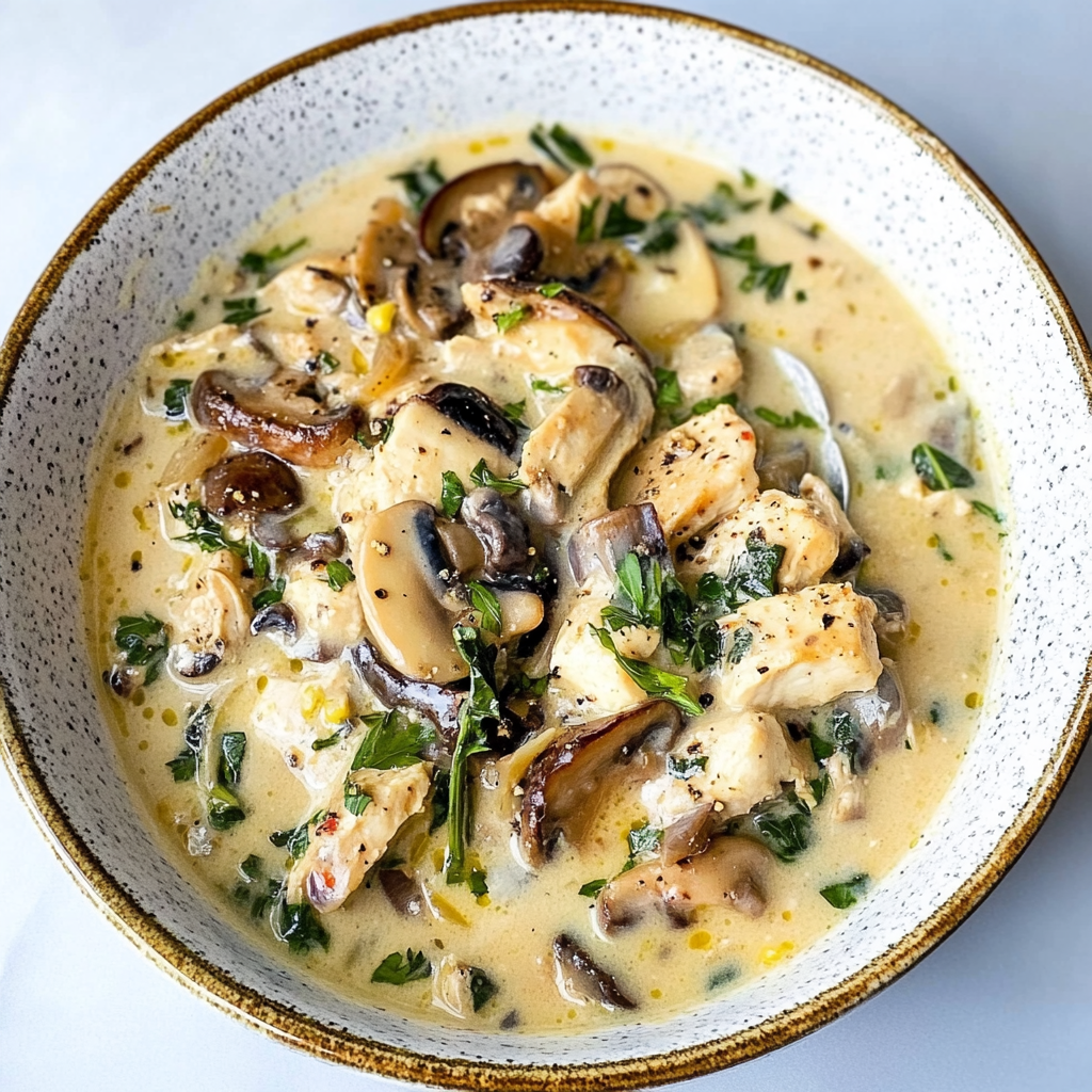 Recipe preparation for low-carb chicken mushroom soup